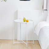 Cross Legs Tray Top Coffee Table Round Metallic Cocktail Table