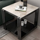 Modern Grey 58/52 Tall End Table Square Slate Top Block Side Table with Storage