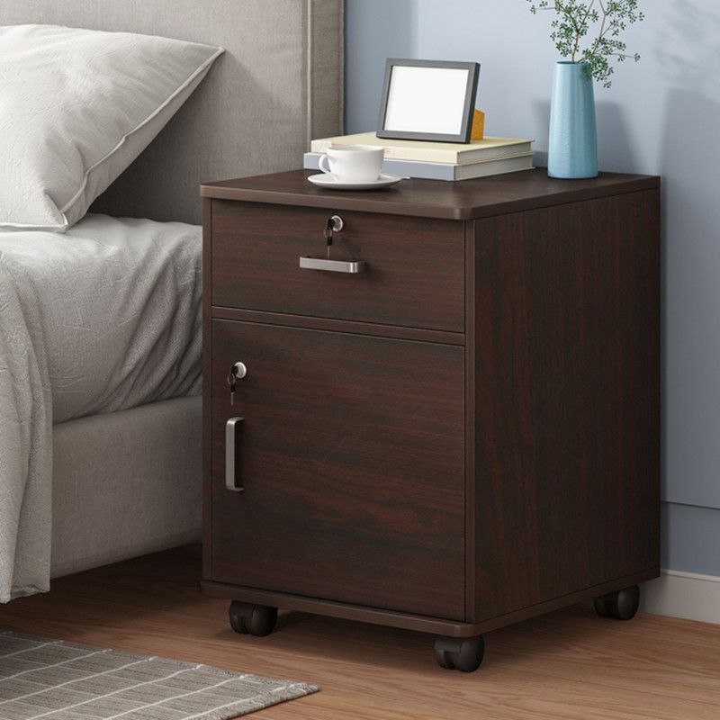 Modern Imitation Wood Bed Cabinet Drawer Lock Included Nightstand with Wheel Clearhalo 'Bedroom Furniture' 'furn' 'furn_night_stand' 'Furniture' 'night_stand' 'Nightstands' 1200x1200_00c047c4-31bb-4890-9bfb-993510252221