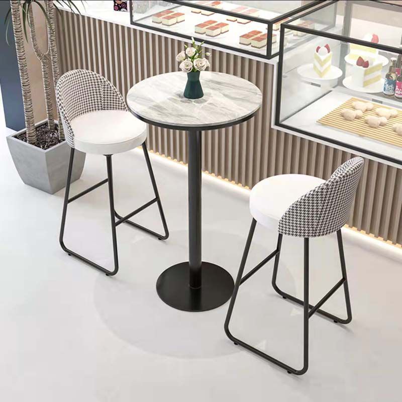 Industrial Leather Counter-height Stool Footrest Shop Dining Stool with Metal Base