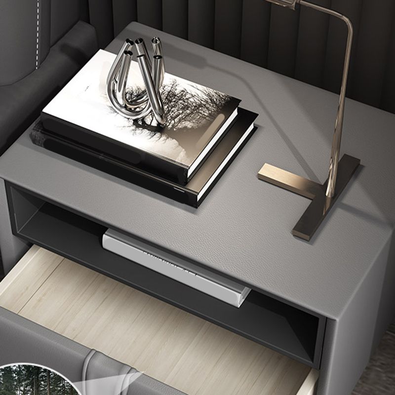 Modern Faux Leather 1/2 - Drawer Nightstand 18.5" Tall Nightstand