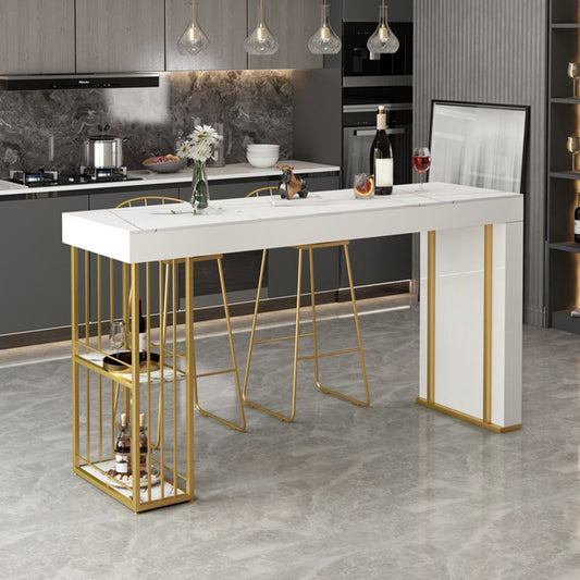 モダンな長方形ビストロバーテーブル焼結ストーンストレージバーテーブル