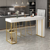 Mesa de barra de bistro rectangular moderna mesa de almacenamiento de piedra sinterizada