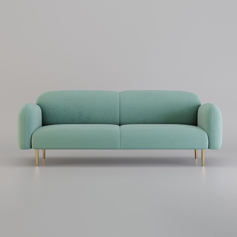 Velvet Modern Standard Sewn Pillow Back Sofa 27.5"W Square Arm with Bolster Pillows Clearhalo 'furn' 'furn_sofas' 'Furniture' 'furniture_sofas' 'kitchen' 'kitchen_sofas' 'Living Room Furniture' 'Sofa' 'sofas' 1200x1200_00c405c9-d013-46ea-8900-c2bc9760ef30