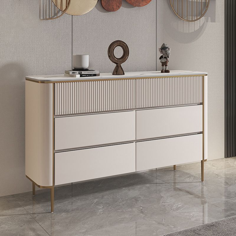 Cassettiera per camera da letto orizzontale Glam Stone in bianco con cassetti