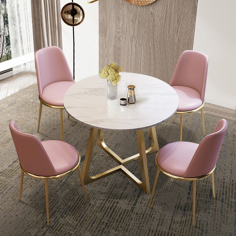Traditional Luxury Sintered Stone Dinner Table White Round Table with Gold Frame Clearhalo ' dining_table' 'Dining Tables & Seating' 'Dining Tables' 'furn' 'furn_dining_table' 'Furniture' 'furniture_dining_table' 'Kitchen & Dining Furniture' 'kitchen&dining_furn' 'kitchen' 'kitchen_dining_table' 1200x1200_00c73cbb-91ba-4e8d-99ab-3186b865361e