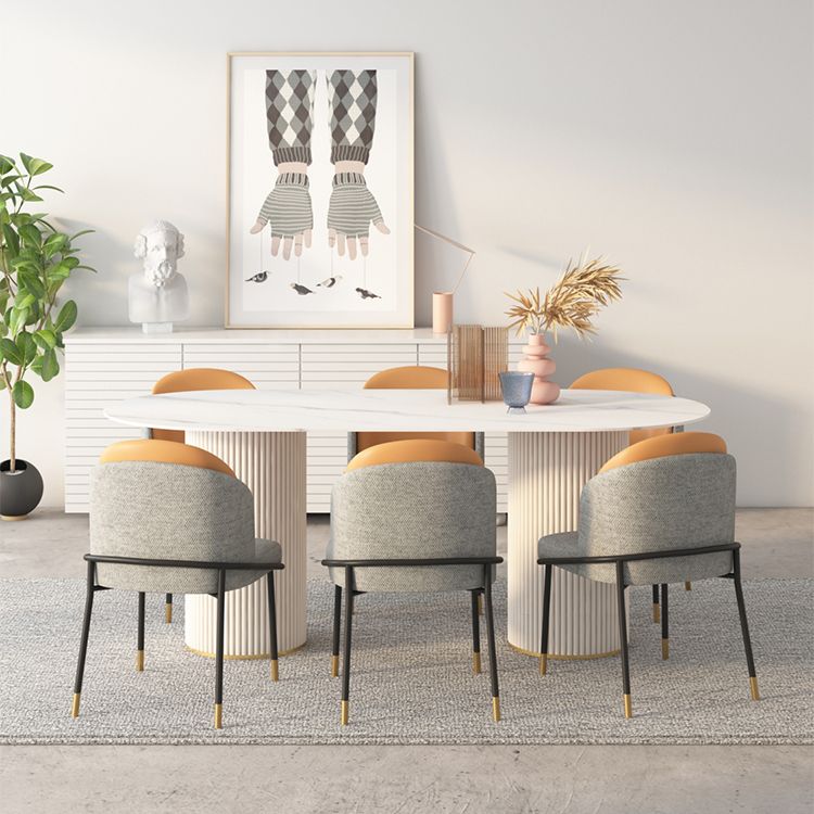 Sintered Stone Top Modern White Table for Restaurant Oval Table with Double Pedestal Base Clearhalo ' dining_table' 'Dining Tables & Seating' 'Dining Tables' 'furn' 'furn_dining_table' 'Furniture' 'furniture_dining_table' 'Kitchen & Dining Furniture' 'kitchen&dining_furn' 'kitchen' 'kitchen_dining_table' 1200x1200_00c8404f-9f49-47db-9b9d-4b385639554c