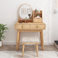 Solid Wood Makeup Counter 3 Drawer Vanity Dressing Table With Stool Clearhalo 'Bedroom Furniture' 'furn' 'furn_makeup_vanities' 'Furniture' 'Makeup Vanities' 'makeup_vanities' 1200x1200_00c9228b-87ad-4c4c-ba36-d6fb643d1893