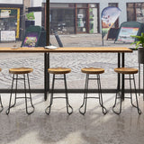 Industrial Bar Table Set 1/2/7 Pcs Solid Wood and Metal Bar Table and Stools