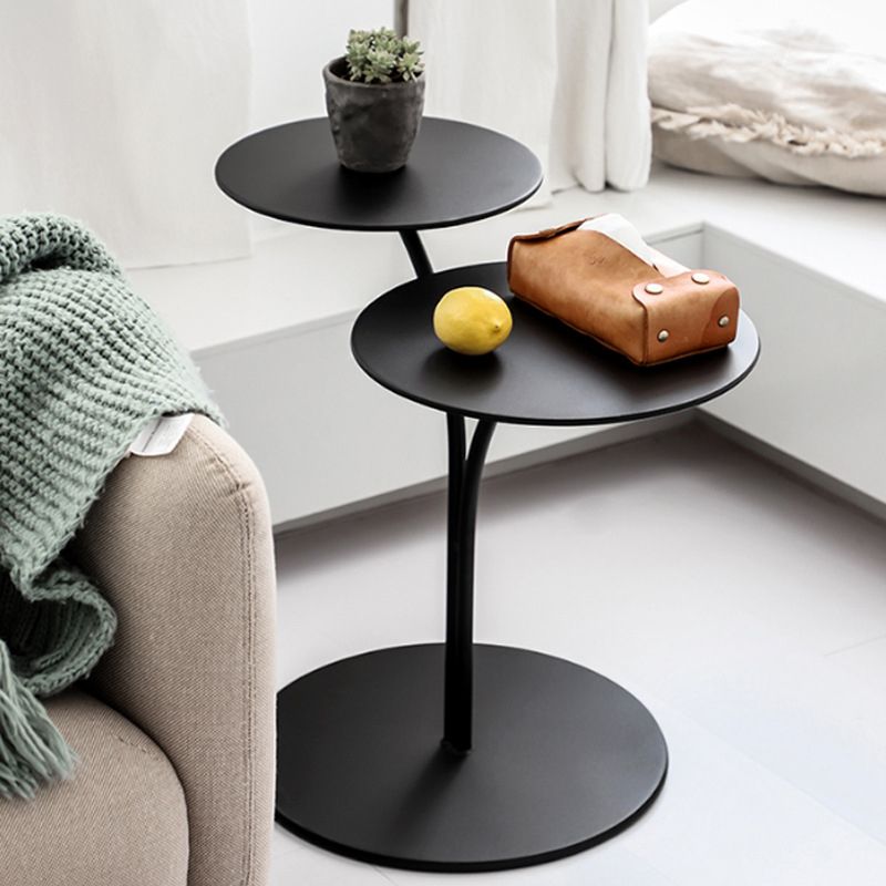 Mid-Century Modern Iron 2-Tier Side Table in Black and White Clearhalo 'Coffee & Accent Tables' 'End & Side Tables' 'end_side_tables' 'furn' 'furn_end_side_tables' 'Furniture' 'Living Room Furniture' 1200x1200_00ca67c7-a4ba-4a64-a8aa-9dd031539792