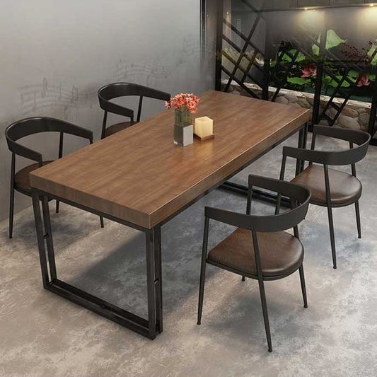 Industrial 1/2/5/7 Pieces Furniture Solid Wood Rectangle Dining Table Set in Brown Clearhalo 'Dining Room Sets' 'Dining Tables & Seating' 'dining_room_set' 'furn' 'furn_dining_room_set' 'Furniture' 'Kitchen & Dining Furniture' 1200x1200_00cb2896-7bb7-4f40-84ef-cff1334b5faf