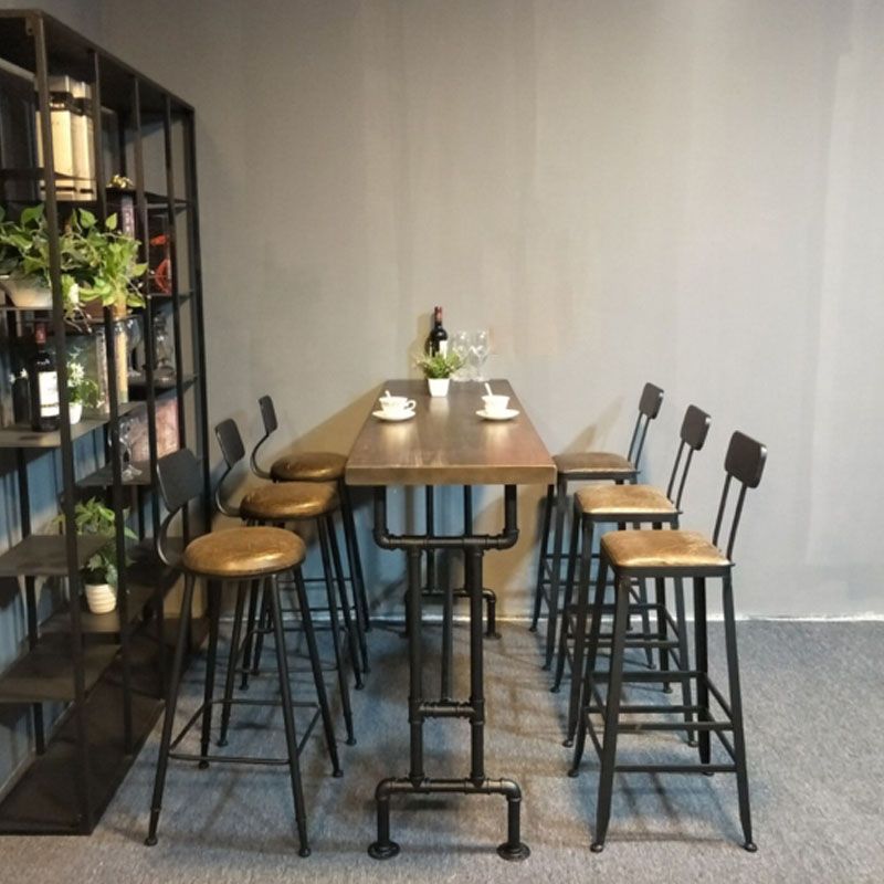 Industrial Bar Dining Table Cafe and Breakroom Bar Stool Table Clearhalo 'Bar Furniture' 'Bar Tables' 'bar_tables' 'furn' 'furn_bar_tables' 'Furniture' 'Kitchen & Dining Furniture' 1200x1200_00cbc642-1db2-48d4-bf7c-83d2cb6ba87c