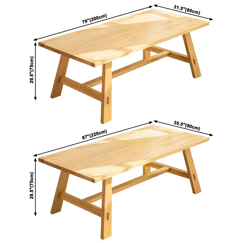 Rectangle Pine Solid Wood Table Modern Indoor Dining Table with Trestle Base for Restaurant Clearhalo ' dining_table' 'Dining Tables & Seating' 'Dining Tables' 'furn' 'furn_dining_table' 'Furniture' 'furniture_dining_table' 'Kitchen & Dining Furniture' 'kitchen&dining_furn' 'kitchen' 'kitchen_dining_table' 1200x1200_00cc5661-96f4-487b-aaf0-45935a3151ac