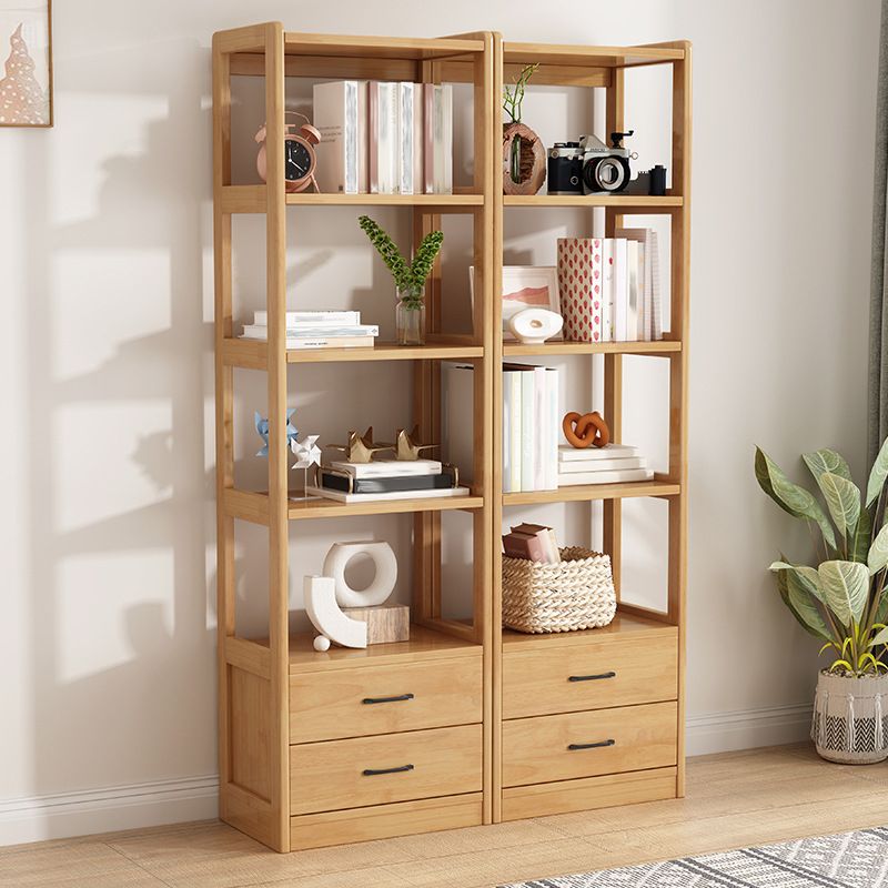 Modern Style Open Back Bookshelf Vertical Wooden Bookcase with Drawers Clearhalo 'Bookcases' 'furn' 'furn_bookcases' 'Furniture' 'Office Furniture' 1200x1200_00ccc28c-72eb-4c6a-9d79-f9720b68e856