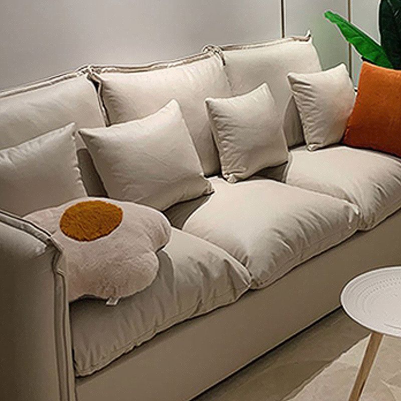 Contemporary Living Room Square Arm Sofa Beige Pillow Back Settee Clearhalo 'furn' 'furn_sofas' 'Furniture' 'furniture_sofas' 'Living Room Furniture' 'Sofa' 'sofas' 1200x1200_00cdd263-0e89-4c72-9f62-d1e6d5e65661