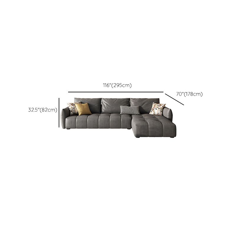32"H Mid-Century Modern Sectional Sofa Leather Stain-Resistant Sleeper Sectional Clearhalo 'furn' 'furn_sectionals' 'Furniture' 'Living Room Furniture' 'Sectionals' 1200x1200_00cea7e9-4a7b-4345-85d9-259183a0ca6a