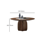 Ash Wood Round Dining Table Brown Convertible Pedestal Room Kitchen Table