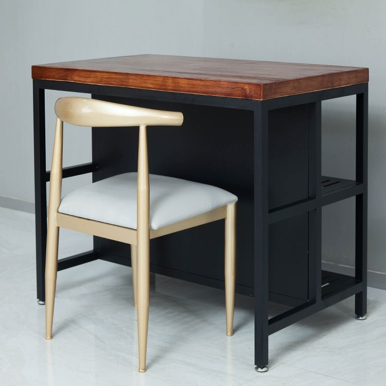 Industrial Stationary Kitchen Island table Wood Rectangular Kitchen Island table