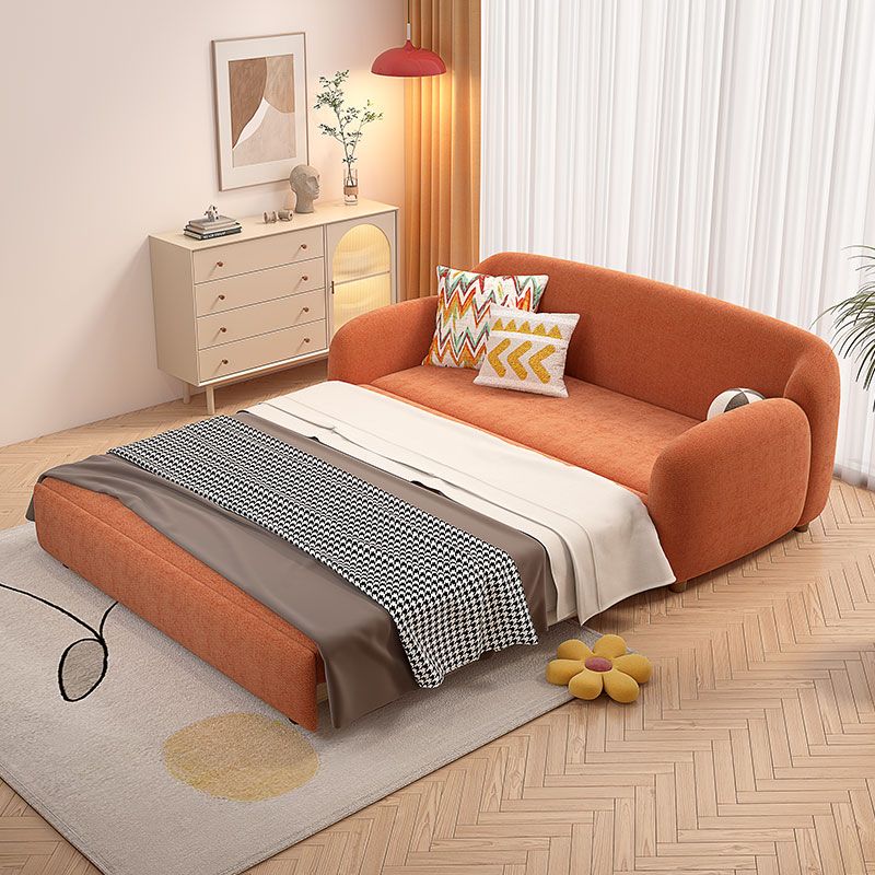 Ronde armbank bed met 2 kussens slipcovered bank in oranje