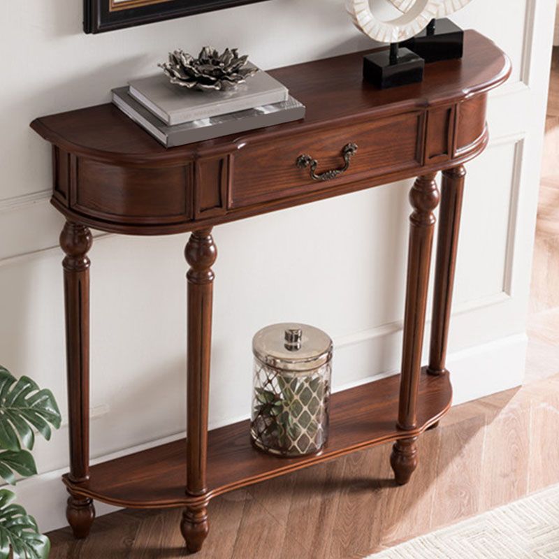 Mesa de consola de madera de goma moderna de mediados de siglo Media mesa de la consola de sofá de luna para Hall