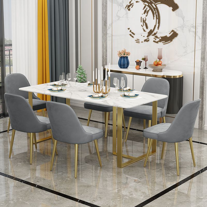 Glam Style 1/2/7 Pieces Dining Room Furniture Set Rectangular White Dining Table Set Clearhalo 'Dining Room Sets' 'Dining Tables & Seating' 'dining_room_set' 'furn' 'furn_dining_room_set' 'Furniture' 'furniture_dining_room_set' 'Kitchen & Dining Furniture' 'kitchen&dining_furn' 'kitchen' 1200x1200_00d7dc37-7905-48b1-9309-4f284dd71477