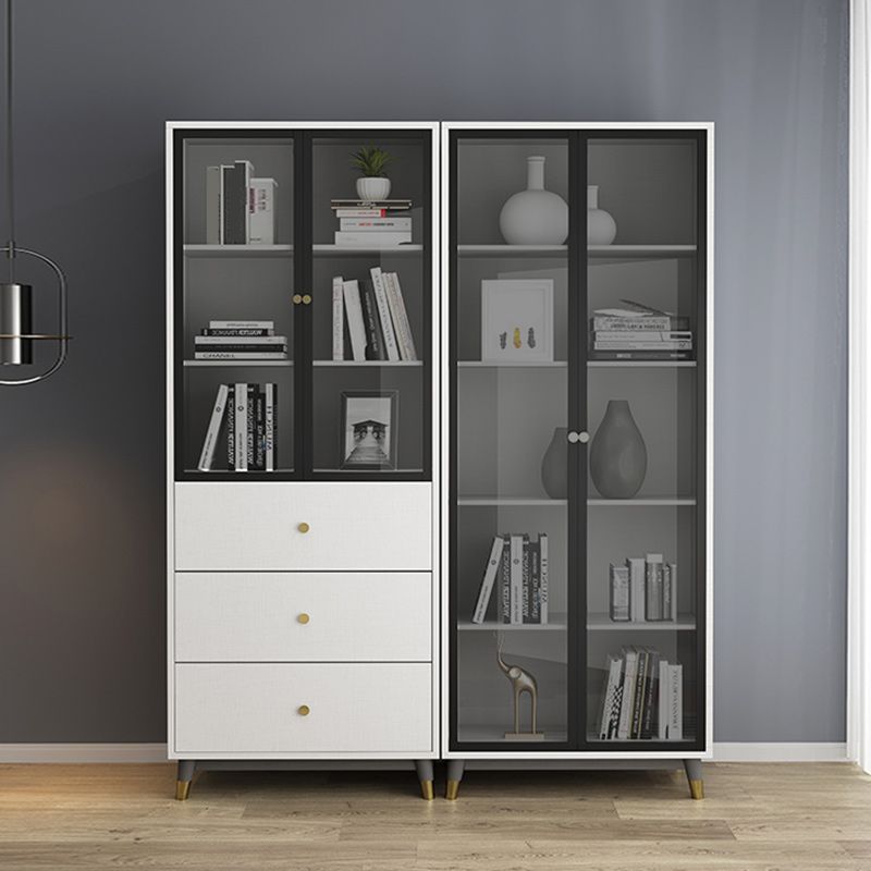 Vertical Glam Standard Bookcase Manufactured Wood Bookcase with Glass Door Clearhalo 'Bookcases' 'Furniture' 'furniture_bookcases' 'kitchen' 'kitchen_bookcases' 'Living Room Furniture' 'Office Furniture' 1200x1200_00d8551d-7076-4e7a-975d-7eb566801553