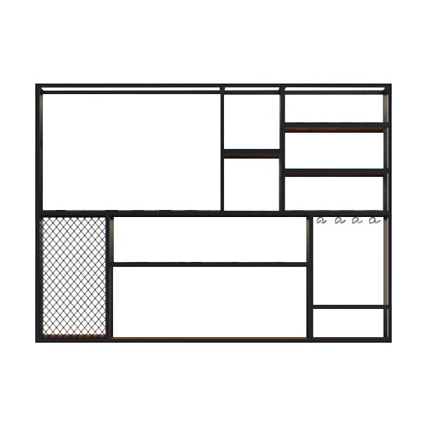 Porta di vino a parete in metallo e legno in legno in nero