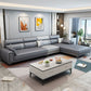 Contemporary Sofa & Chaise in Grey Square Arm Sectional with Bolster Pillows