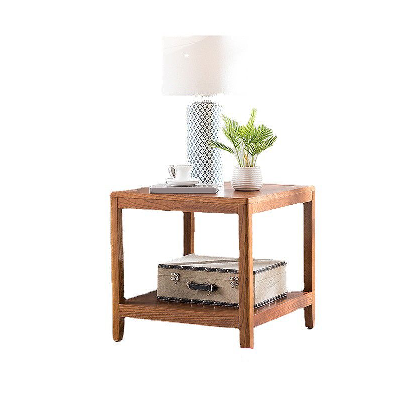 Table de l'extrémité en bois tradiculal Table d'appoint canapé à double niveau pour le salon