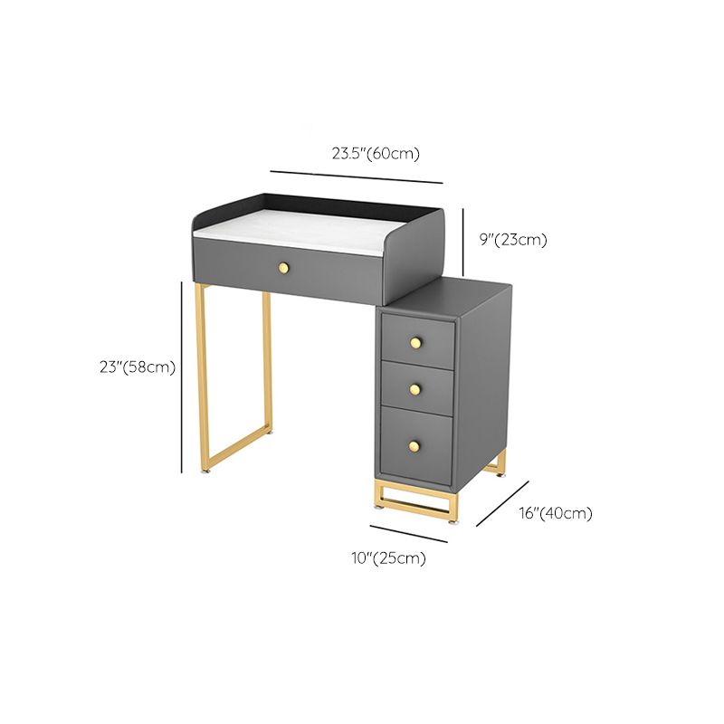 Glam Slate Top Vanity Table with 4 Drawer Dressing Table in Grey Clearhalo 'Bedroom Furniture' 'furn' 'furn_makeup_vanities' 'Furniture' 'Makeup Vanities' 'makeup_vanities' 1200x1200_00defa1c-211b-4b26-b4b4-bb9e2a61d343