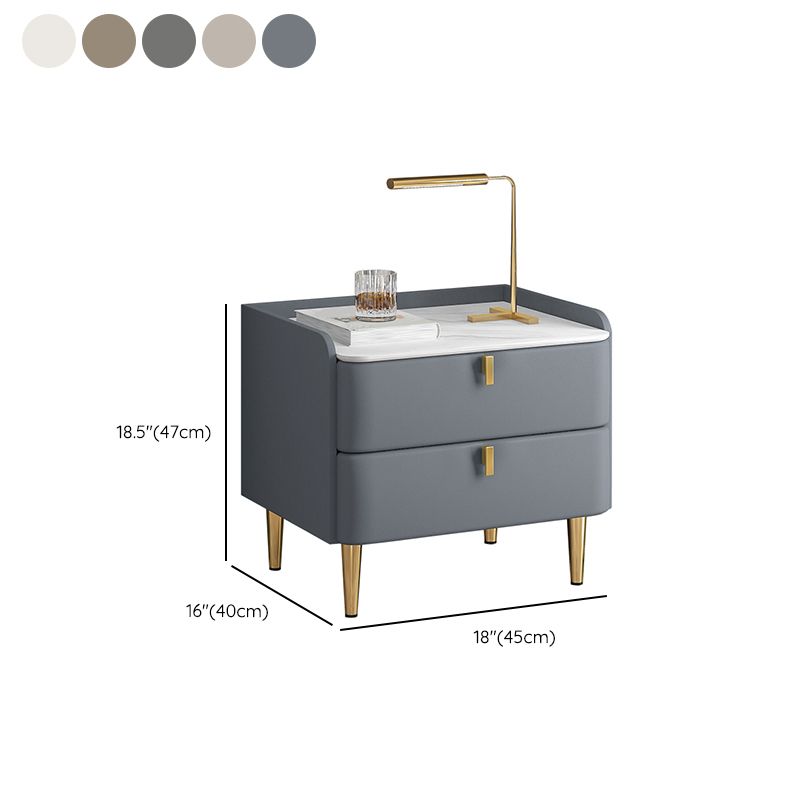 2 cassetti Le gambe del tavolo da notte contemporanee includevano comodini in legno massiccio, alto 18,5 "