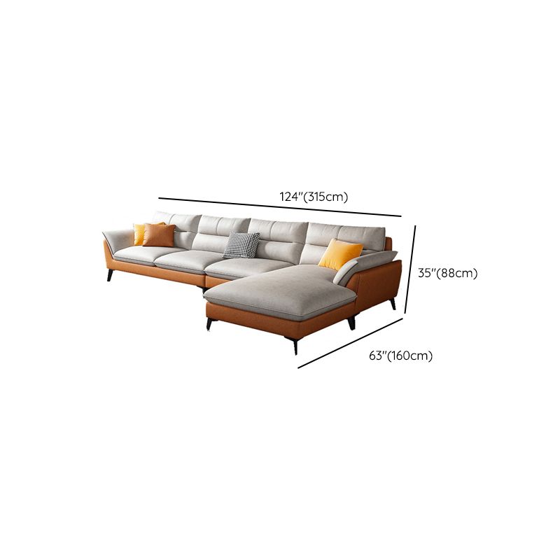 Faux Leather 34.64 " H Flared Arm Sofa & Chaise for Living Room Clearhalo 'furn' 'furn_sectionals' 'Furniture' 'Living Room Furniture' 'Sectionals' 1200x1200_00e1e314-7fbf-4854-b2af-1704888d4851