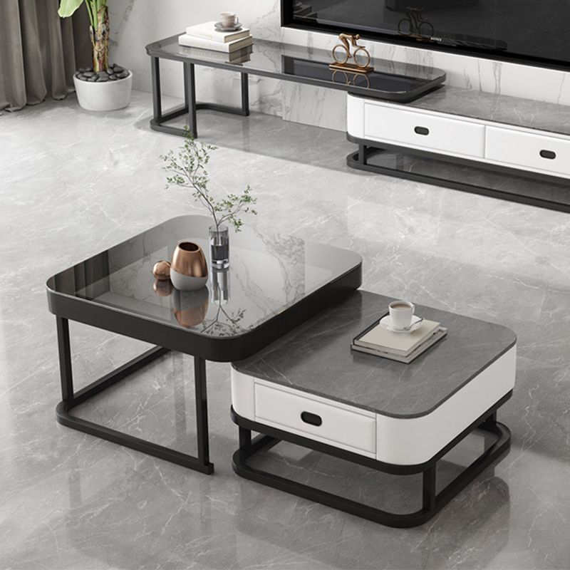 Ensemble de table basse carrée Frame Ensemble de table basse gigogne Glam avec tiroir