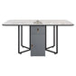 Foldable Sintered Stone Top Dining Table Modern Rectangle Table with Storage Trestle Base Clearhalo 'Dining Tables & Seating' 'Dining Tables' 'dining_table' 'furn' 'furn_dining_table' 'Furniture' 'Kitchen & Dining Furniture' 1200x1200_00e412fb-367c-41ca-913a-d4eb5d166fed