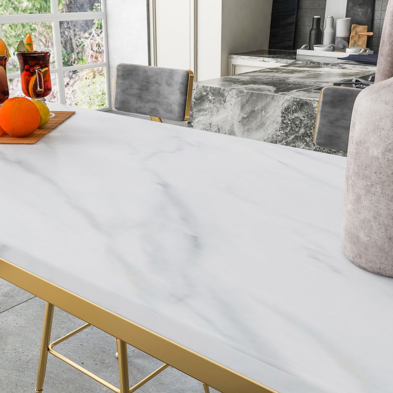 Glam Style Bar Table Faux Marble Rectangle Bar Wine Table with Footrest Clearhalo 'Bar Furniture' 'Bar Tables' 'bar_tables' 'furn' 'furn_bar_tables' 'Furniture' 'Kitchen & Dining Furniture' 1200x1200_00e4369c-007e-4de3-9c5f-e7212749a009