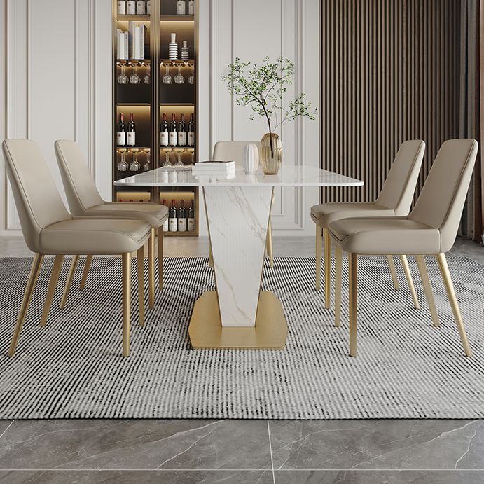 Traditional Luxury Rectangle Dining Site Table Stainless Steel Dinette Table Clearhalo ' dining_table' 'Dining Tables & Seating' 'Dining Tables' 'furn' 'furn_dining_table' 'Furniture' 'furniture_dining_table' 'Kitchen & Dining Furniture' 'kitchen&dining_furn' 'kitchen' 'kitchen_dining_table' 1200x1200_00e46226-b625-4a56-a378-fcf1fffa9eef