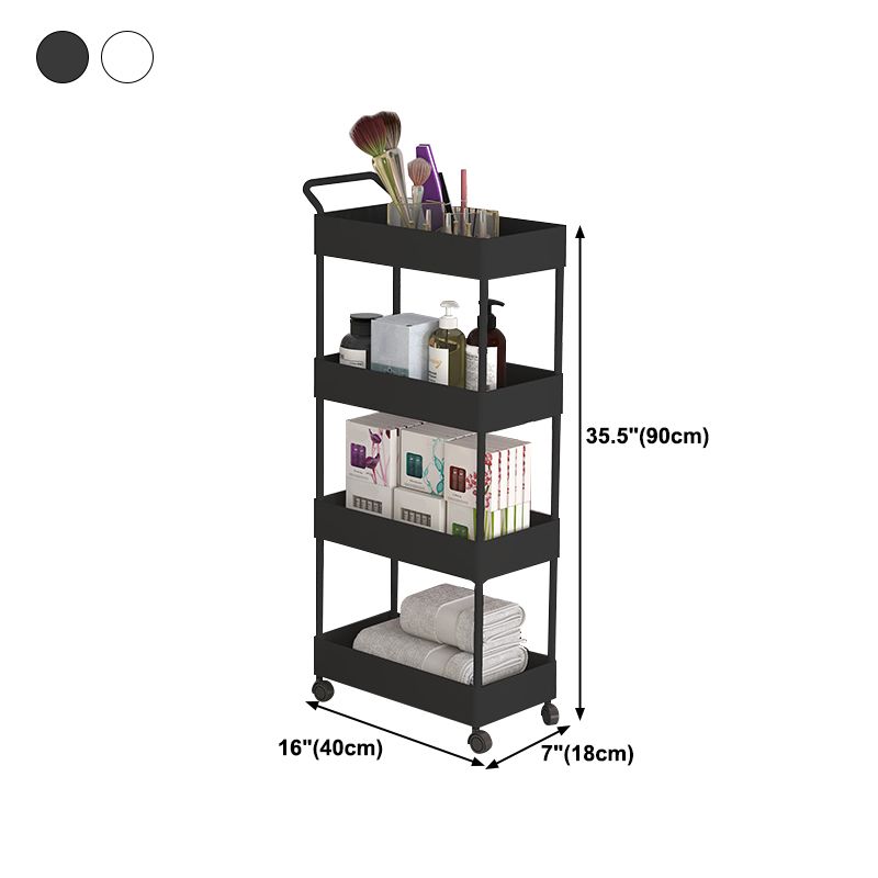 Rectangular Open Bookcase Modern Metal Bookshelf with Casters