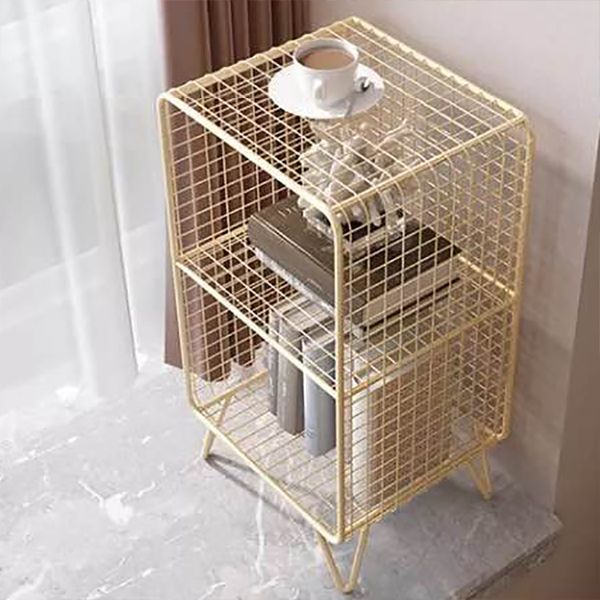 Metal Nightstand with Legs Glam Night Table with Shelves in Silver/Gold/Black Clearhalo 'Bedroom Furniture' 'furn' 'furn_night_stand' 'Furniture' 'night_stand' 'Nightstands' 1200x1200_00e58da9-871a-4f40-b1b3-359ab3187c16