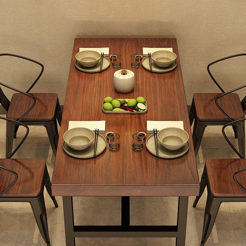 Solid Wood Industrial Dining Table Brown Dinette Table with Metal Frame Clearhalo 'Dining Tables & Seating' 'Dining Tables' 'dining_table' 'furn' 'furn_dining_table' 'Furniture' 'Kitchen & Dining Furniture' 1200x1200_00e5c0ec-e887-461b-af13-a2a0a9588d54