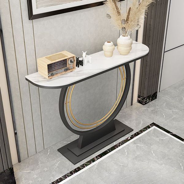 Glam Style Console Table Stain Resistant Console Sofa Table for Hall Clearhalo 'Console Tables' 'console_tables' 'Entry & Mudroom Furniture' 'furn' 'furn_console_tables' 'Furniture' 1200x1200_00e7c52f-52db-4196-834b-fe7822bda887