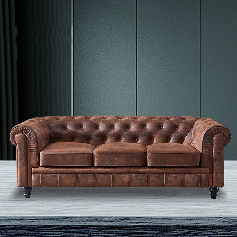 Chesterfield dunkelbraunes Sofa Apartment Tuxedo Arm liebt echtes Ledersofa