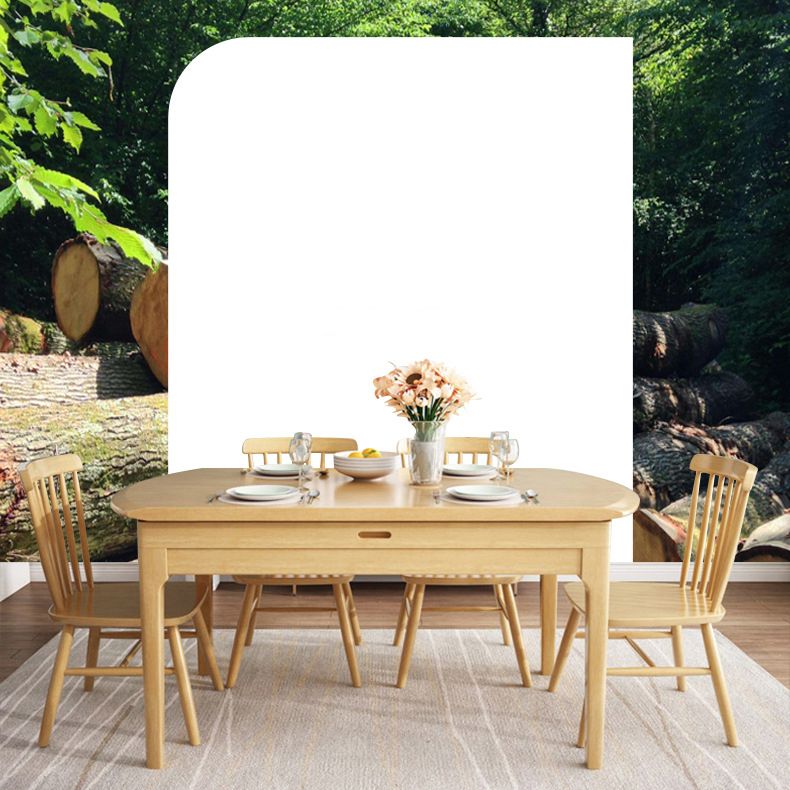 Contemporary Round Dining Table Rubberwood Solid Wood Table with 4 Legs Clearhalo ' dining_table' 'Dining Tables & Seating' 'Dining Tables' 'furn' 'furn_dining_table' 'Furniture' 'furniture_dining_table' 'Kitchen & Dining Furniture' 'kitchen&dining_furn' 'kitchen' 'kitchen_dining_table' 1200x1200_00e9d897-4ecb-4596-8172-4e92aa2da136