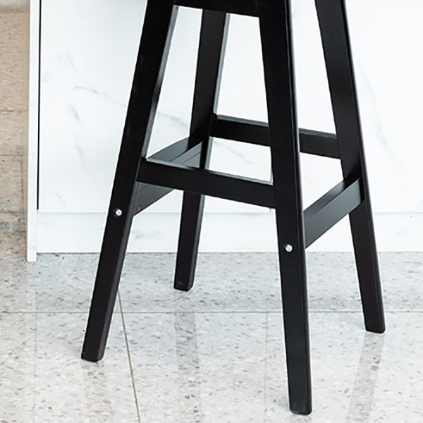 Taburetes de bar de interior contemporáneos de madera de caucho con respaldo bajo y cojín