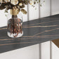 Modern Rectangular Console Table Stone Console Sofa Table in Gold and Black