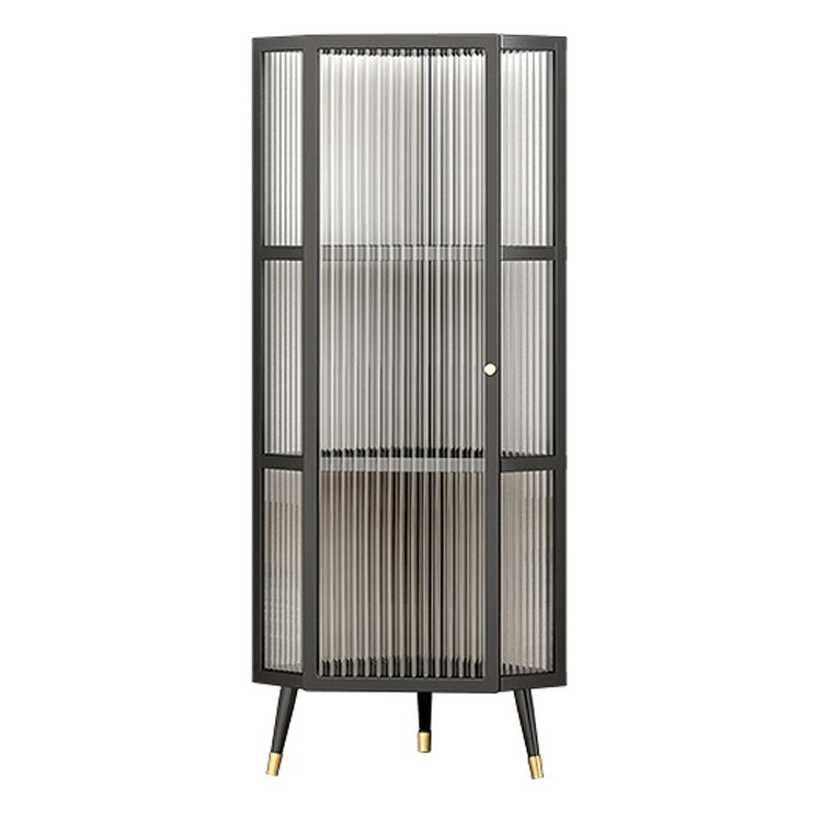 Living Room Minimalism Buffet Server Glass Door Metal Frame Dining Server Clearhalo 'buffet_sideboard' 'Buffets & Sideboards' 'furn' 'furn_buffet_sideboard' 'Furniture' 'Kitchen & Dining Furniture' 1200x1200_00ed53b5-a7da-4186-8b26-ee2abc1c8850