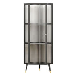 Living Room Minimalism Buffet Server Glass Door Metal Frame Dining Server Clearhalo 'buffet_sideboard' 'Buffets & Sideboards' 'furn' 'furn_buffet_sideboard' 'Furniture' 'Kitchen & Dining Furniture' 1200x1200_00ed53b5-a7da-4186-8b26-ee2abc1c8850