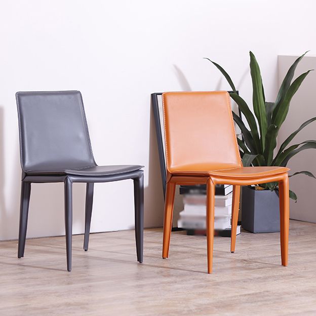 Contemporary Style Leather Dining Side Chair Solid Back Armless Side Chair Clearhalo ' kitchen&dining_furn' 'Dining Chairs' 'Dining Tables & Seating' 'dining_chair' 'furn' 'furn_dining_chair' 'Furniture' 'furniture_dining_chair' 'Kitchen & Dining Furniture' 'kitchen' 1200x1200_00ee86e6-8708-433d-9c3a-7ab1d9018513