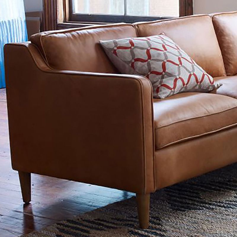 リビングルーム用のボルスター枕の座席付きコンテンポラリースタイルのレザーソファ