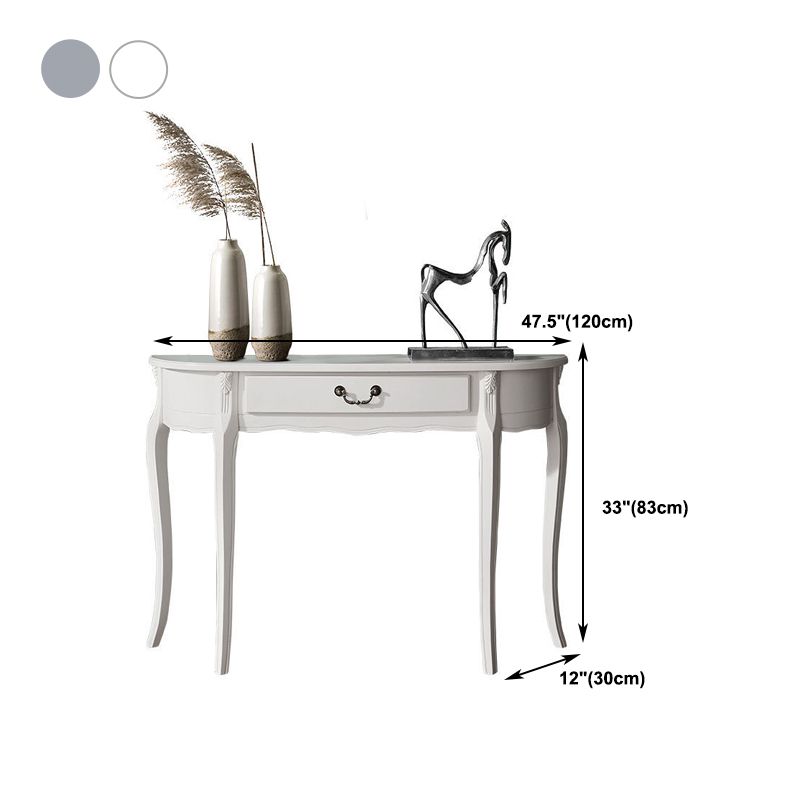 Mesa de consola moderna de mediados de siglo con 1 cajón y 4 piernas de madera