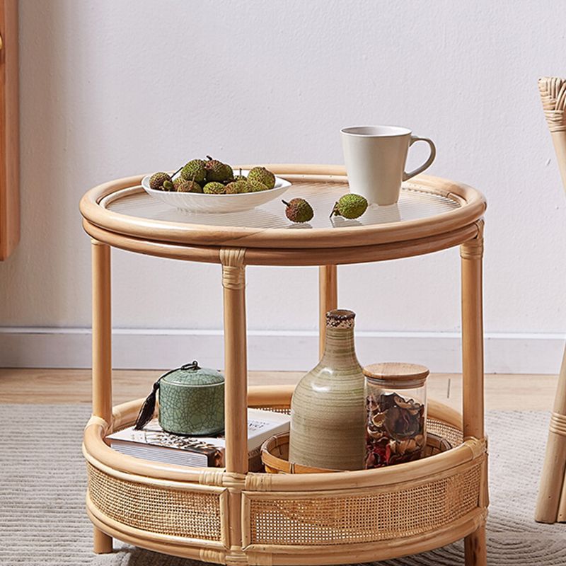 Tropical Cocktail Table Storage Round 4 Legs Coffee Cocktail Table Clearhalo 'Coffee & Accent Tables' 'Coffee Tables' 'coffee_tables' 'furn' 'furn_coffee_tables' 'Furniture' 'Living Room Furniture' 1200x1200_00f23d24-4326-4c10-b96d-e94d88e2774a